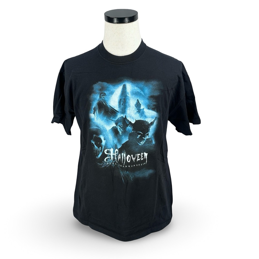 Y2K Halloween Burg Frankenstein Graphic T-Shirt Horror Black Mens Large
